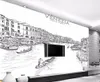 Beibehang personnalisé papier peint main européennes mur peint fond TV ville de Venise vivre des peintures murales chambre chambre photo 3d