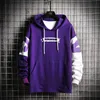 SinglerOad dos homens Hoodies Homens Oversized Patchwork Graffiti Harajuku Japonês Streetwear Hip Hop Roxo Sueter Hoodie Men 201007