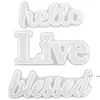 Silicone Mold Hello Love Live Blessed Epoxy Resin Moulds DIY Ornament för hemmakontor Bröllopsinredning RRA11350