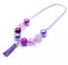 Nouveauté enfants fille couleur pourpre gland perles pendentifs collier fête d'anniversaire cadeau gros colliers bijoux cadeau de noël