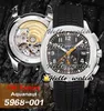 OMF Nowy 5968A-001 Chronograph ETA7750 CH 28-520 Automatyczny Zegarek Mens Zegarek Stalowy Czarny Tekstura Dial Gumowy Zegarek Sport Hello_watch HWPP Top