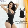 Taille Geheimnis Frauen Body Shaper Spitze Patchwork Bodysuit Sexy Shapewear Butt Lifter Taille Trainer Korrigierende Abnehmen Unterwäsche 201222