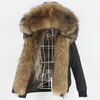 Oftbuy New Waterproof Bomber Parma Winter Jacket Women Real Fox Fur Płaszcz Naturalny futro odzież wierzchnia okapa streetwear