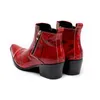 6.5 cm Hakken Western Cowboy Laarzen Heren Puntige Teen Echt Lederen Mannen Laarzen Red Party Wedding Boot Schoenen Mannen, Big 46