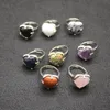 BearTrt Natural Stones Anneaux à doigts Opal Purple Crystal Bague Géométrie Rose Quartz Bague pour femme bijoux