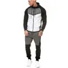 2023 Mens Tracksuits Fashion Fleece Tracksuit Sports Suits Men Patchwork Casual Clothing Sets Two Piece Trendy Style