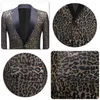 Costumes pour hommes Blazers Party Prom Hommes Costume de scène Slim Fit Imprimé Léopard Jacquard Veste De Smoking Banquet Ball Chanteur Hôte Dan236r