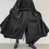 男性リボンダークブラックブラックワイドレッグ男性女性ジャパンパンクゴシックハーレムズボン着物スカートパンツ201222