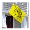 Drapeaux jaunes Smiley Face Cool 0,9 x 1,5 m pour les gars - Couleurs vives à l'extérieur de haute qualité avec œillets