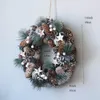 Kış Rustik Noel Asmalar Ev Dekorasyon Aksesuarları Noel Dekorasyonları Ev Beyaz Kar Çelenk Yıldızlar Çelenk Kapısı T200330