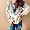 Женские свитера плюс размер свободно вязаный свитер женщин джемперы длинные рукава женщины пуловеры повседневный зимний цвет полосатый