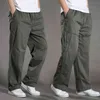 Heren Casual Broek Katoen Overalls Elastische Taille Full Len Multi-Pocket Plus Meststof Herenkleding Big Size Cargo Pants G0104