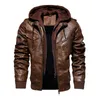 Jackets de corrida Mens PU PU Leather Outwear Hoodie Motorcycle Coat Biker Style para o outono inverno quente B2CSHOP1