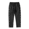 High Street Side Button Cashew Print Suede Baggy Pants Mens Drawstring Straight Loose Casual Pants Hip Hop Oversize Trousers