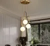 Nordique De Luxe LED Or Ronde Boule De Verre Pendentif Lumières Moderne Suspension Lampe Salon Chambre Maison Lumière Intérieure cadeau du nouvel an