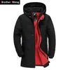 Brand Men Clothing Winter Down Jacket Fashion Slim Hooded Thick Warm White Duck Down Long Coat and Parka Male 5XL 6XL 201210