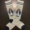 Polo Bear Sock 2-Pack Fashion Cartoon Socks Harajuku Women Stretch Cotton Socks with Web Ock Hipster Skatebord Onkle F299G