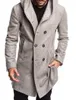 Mens ZOGAA Trench Long Wool Overcoat Double-breasted Autumn Hooded Coat Windbreaker Casual Jacket Men Outwear 201114