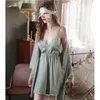 여성 여름 가운 세트 나이트 게운 미니 키모노 라운지 목욕 가운 유카타 잠옷 실크 드레스 Pijama 앙상블 YP0881