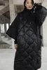 [EAM] Nouveau printemps automne col en V manches trois-quarts couleur unie Bandage coton rembourré grande taille manteau femmes mode JD18601 201103