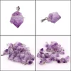 Pendentifs Arts, Artisanat Cadeaux Maison Jardin Vente en gros - Naturel Améthyste Point Pierre Pendum Cristal Chakra Guérison Reiki Perles Drop Delivery 20