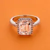 Ainuoshi 3.0 Carats Emerald Cut Halo Обручальное кольцо для женщин, смоделированные алмазные годовщины с обручальным кольцом 925 стерлингового серебра Y200107