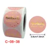Pink Paper Label Sticker Golden Thank You Sticker 500Pcs/roll Hot Stamping Self-adhesive Film Christmas Gift Packaging