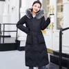 Ambos lados se pueden usar chaqueta larga para mujeres de gran tamaño, cuello de piel con capucha de gran tamaño, abrigo largo de talla grande parka 201127