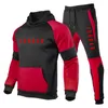 Mäns Hoodie Set TrackSuit Longsleeve Pullover Hooded Sweatshirt + Jogging Byxor Man Sportkläder Fashion 2022 Ny Man Suit S-3XL