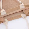 NXY Shopping Bags pouch Burlap with Laminated Interior and Soft Cotton Handle Women Grocery Bridesmaid Gift 220128