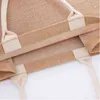 NXY Shopping Bags pouch Burlap with Laminated Interior and Soft Cotton Handle Women Grocery Bridesmaid Gift 220128