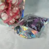 100pcs/20x30cm Standing Translucence Laser Color Aluminum Foil Ziplock Bag, Holographic Colored Mylar Plastic Sack, Dried Fruit Food Package