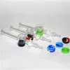 Narguilés Tuyaux en verre de silicone avec kit de récupération de conteneur de pointes de quartz en titane de 14 mm pour fumer