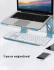 Laptop-Ständer für Schreibtisch, Aluminium-Computererhöhung, ergonomischer Notebook-Halter, abnehmbarer Laptop-Aufzug aus Metall, PC-Kühlhalterung, unterstützt 10 bis 15,6 Zoll, Aquablau