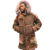 WEPBEL Parka patchwork allentato tinta unita invernale da uomo Colletto rovesciato spesso Cappotto con cappuccio in pelle scamosciata con tasca monopetto a maniche lunghe