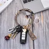 Round Circle Wristlet KeyChain Heart Shaped Pendant Keychain Bracelet PU Leather Keyring For Women Tassel Car Keychain Wristlet LLB14017