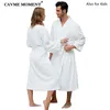 CAVME Hotel Towel Bathrobe Cotton Terry Robes Kimono Long Nightgown Lounge Sleepwear for Lover Solid Color V Collar LOGO CUSTOM 210203