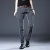 Browon koreansk stil mager jeans män rippade mode mitt i midjan lång längd stretch denim byxa plus storlek smal blyertspenna jeans 201123
