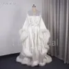 Satin marabou robe långärmad natt robe masquerade dans klänning homecoming gåva boudoir robe hem o