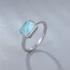 Trend 925 Sterling Silber natürliche Edelsteine Larimar Ring für Frauen Geometrie Design klassische einfache weibliche Schmuck Dating 220216