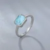 Trend 925 Sterling Silver Natural Gemstones Pierścionek Larimar dla kobiet Geometria Design Classic Simple Salecka Biżuteria Randki 220216