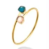 Jsbao arrivées Double verre pierre en acier inoxydable mode Bracelet femmes Orange ciel bleu couleur Bracelet pour bijoux