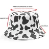 Ins bonito reversível preto branco vaca impressão padrão balde chapéus das mulheres dos homens verão chapéu de pesca dois lados boné pescador viagem panamá13462518