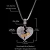 NYTT MENS HJÄRT PENDANT NECKLAMS ICED ut hjärthängen Halsband Fashion Broken Heart Bandage Necklace Jewelry237y