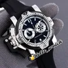 New Chronofighter Left Hand Black Dial Quartz Chronograph Mens Watch Steel Case Black Rubber Strap Stopwatch Sport Watches HWGM Hello_Watch