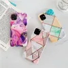 Bracket Electroplating Flowers Telefoonhoes voor iPhone 12 11 Pro XS Max XR Geometrische marmeren patronen Telefoonhoesjes voor iPhone 6 7 8 Plus cases