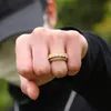 Hip Hop Rapper Rings Men Fashion Real Gold Plated Mens Rotatable Cuban Silver Diamond Ring Hiphop Bling 3A Cubic Zirconia Design Men's Finger Ring Ice Out Jewelry