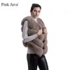 pink real fur coat
