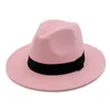 Nya mode topphattar för män kvinnor elegant mode funderade fedora hatt band bred platt grim jazzhattar snygga trilby panama cap7438191