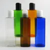 20 x 240ml 8oz Square Refillable Amber Cobalt Blue Clear Green Orange Pet Plastic Cream Bottle Disk Cap Dispensing Container